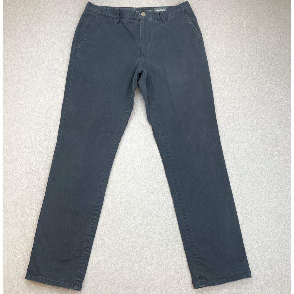 Bonobos Pants Mens 36 x 34 Black Cotton Blend Stretch Chino Flat Front Straight